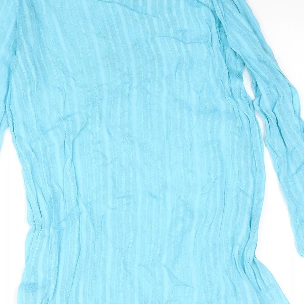 WOW Womens Blue   Basic Blouse Size S  - Tie Detail