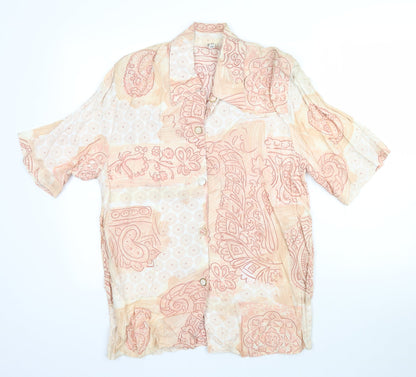 Womens UK Size 14 Preworn Beige Basic Button-Up