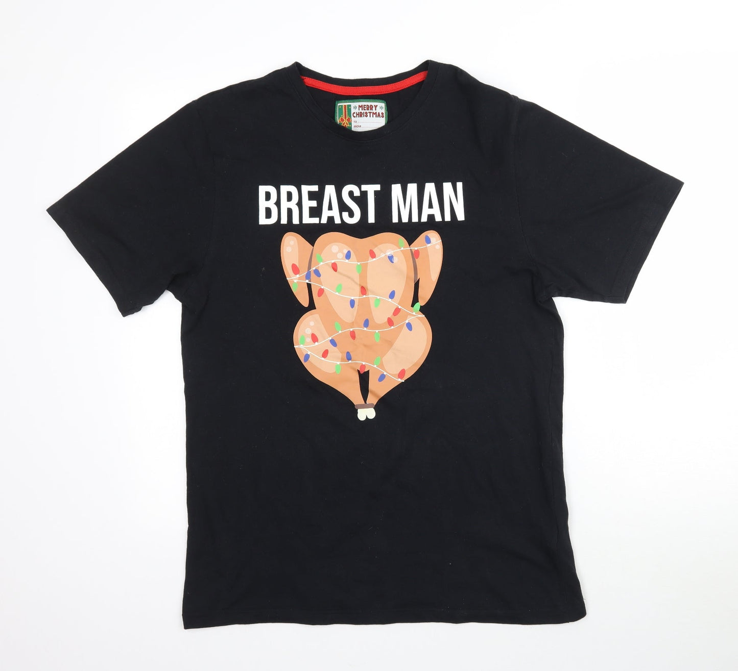Star Mens Black    T-Shirt Size M  - Christmas Turkey