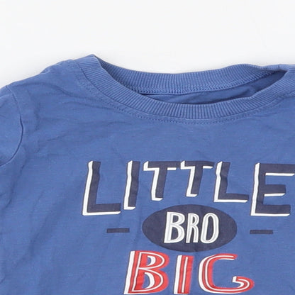 George Boys Blue   Basic T-Shirt Size 6-9 Months  - little bro