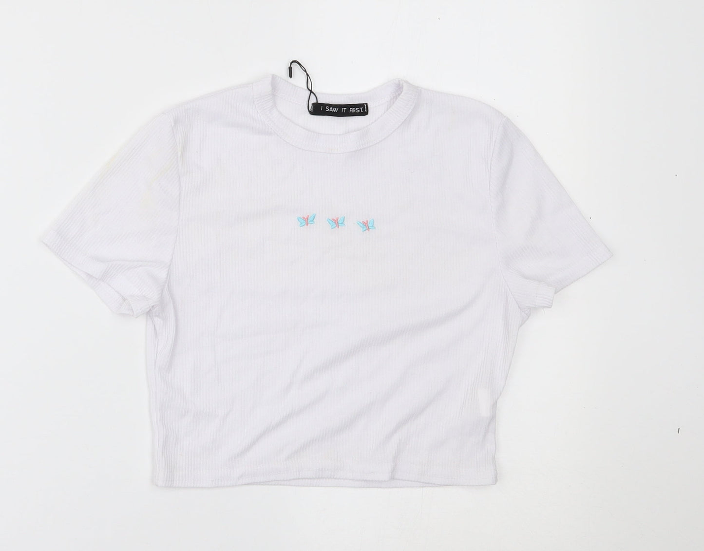 Womens UK Size 6 I SAW IT FIRST White Cropped T-Shirt