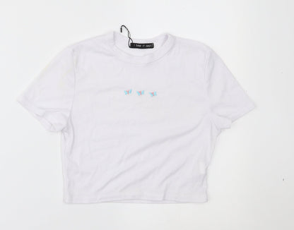 Womens UK Size 6 I SAW IT FIRST White Cropped T-Shirt