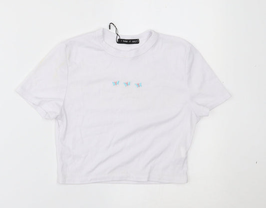 I SAW IT FIRST Womens White   Cropped T-Shirt Size 6