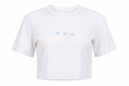 Womens UK Size 6 I SAW IT FIRST White Cropped T-Shirt