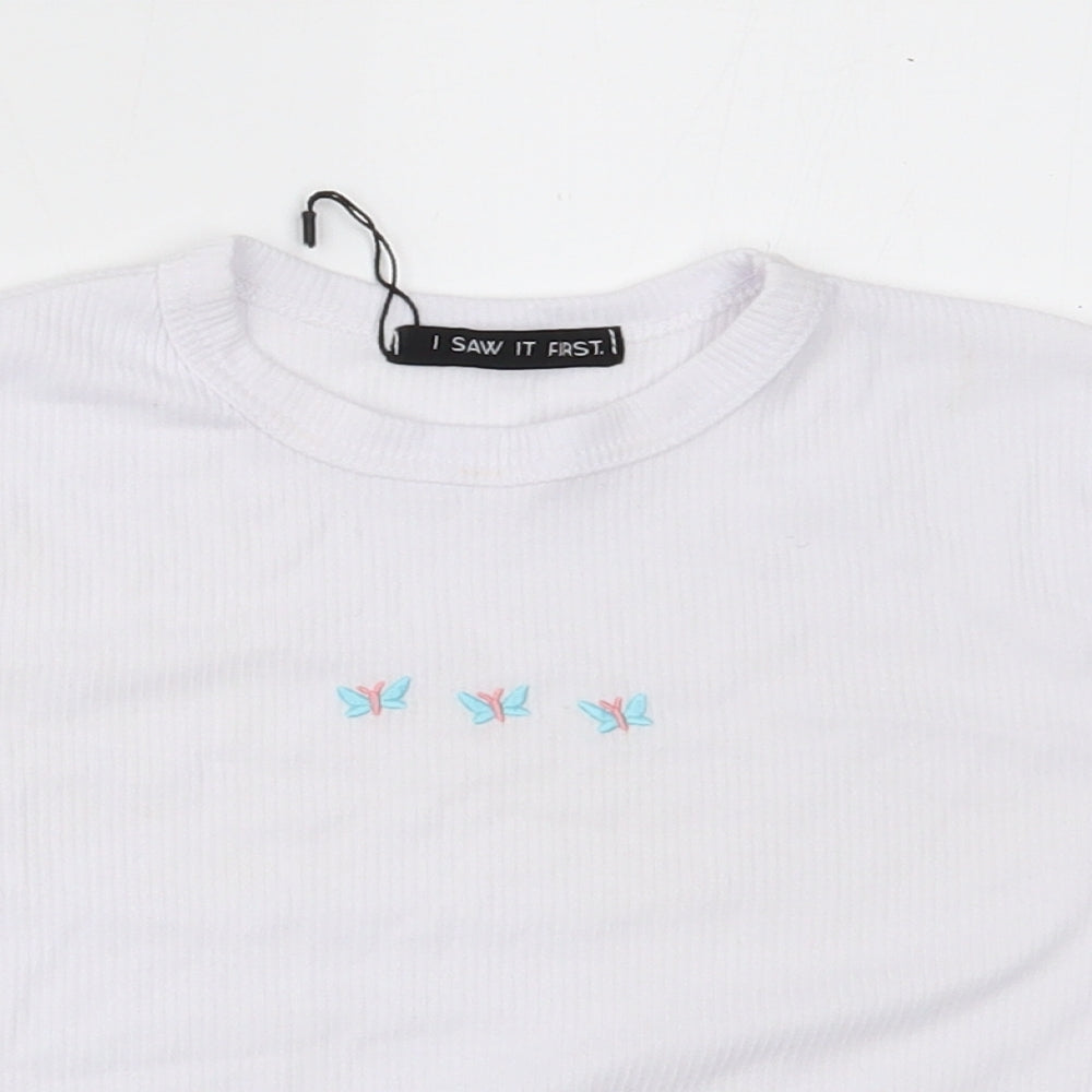 Womens UK Size 6 I SAW IT FIRST White Cropped T-Shirt