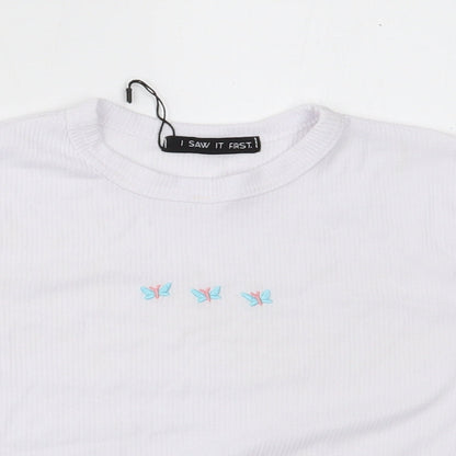Womens UK Size 6 I SAW IT FIRST White Cropped T-Shirt
