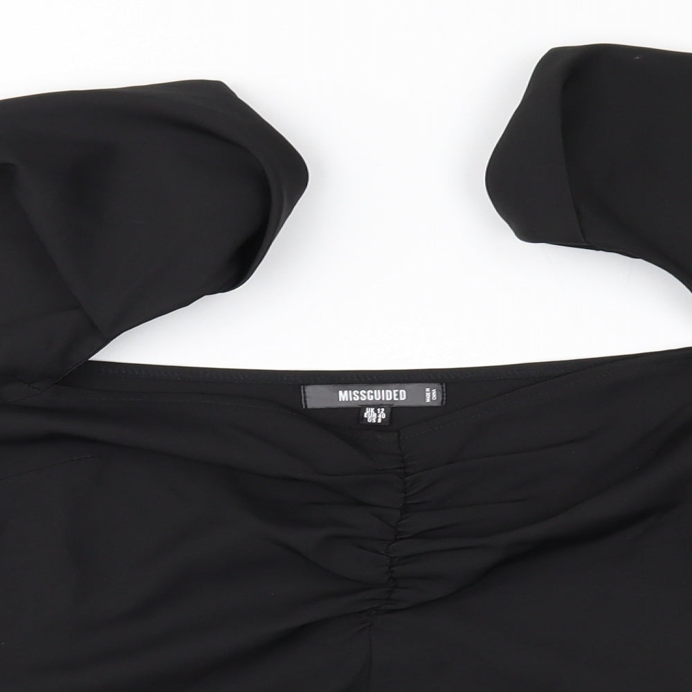 Womens UK Size 12 Missguided Black Basic Blouse