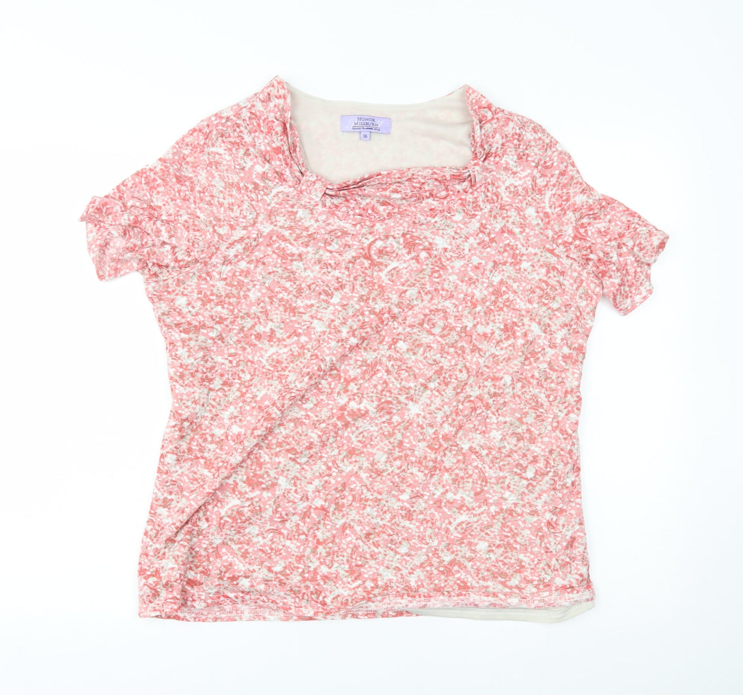 EWM Womens Red Floral  Basic Blouse Size 16