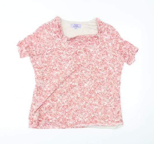 EWM Womens Red Floral  Basic Blouse Size 16