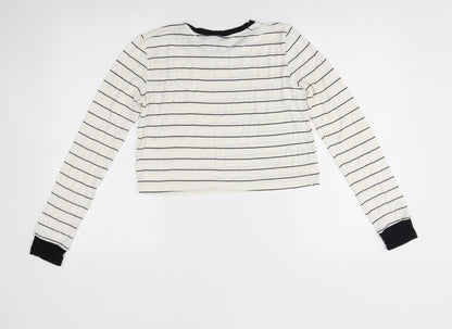 forever21 Womens White Striped  Basic T-Shirt Size S
