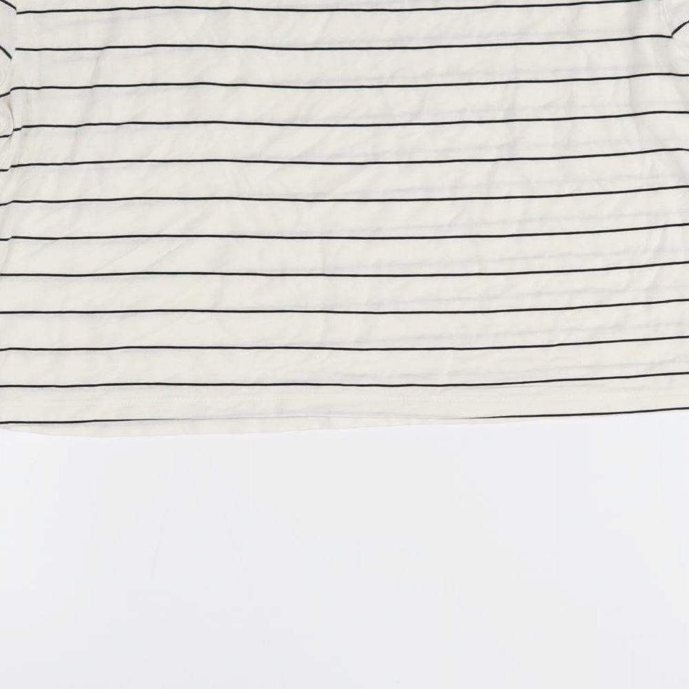 forever21 Womens White Striped  Basic T-Shirt Size S