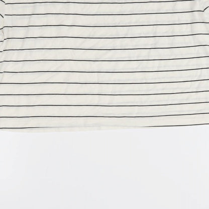 forever21 Womens White Striped  Basic T-Shirt Size S