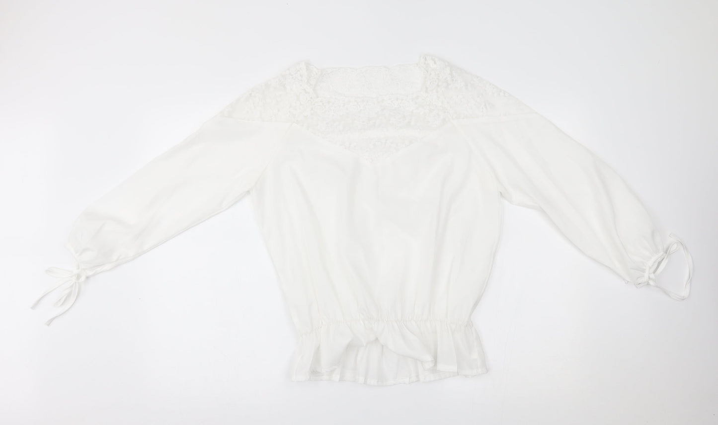 Womens UK Size 2XL Preworn White Basic Blouse