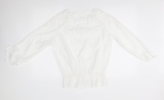 Womens UK Size 2XL Preworn White Basic Blouse