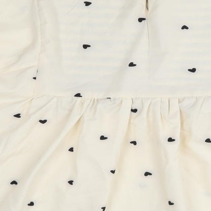 SheIn Womens Ivory Polka Dot  Basic Blouse Size L