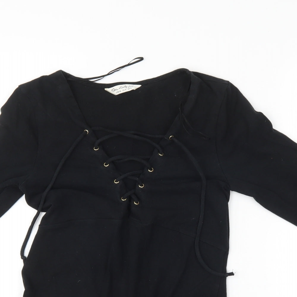 Miss Selfridge Womens Black   Bodysuit One-Piece Size 8