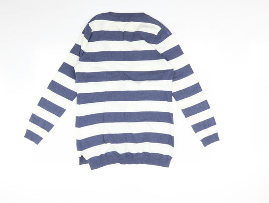 South Womens Blue Striped  Cardigan Jumper Size 12