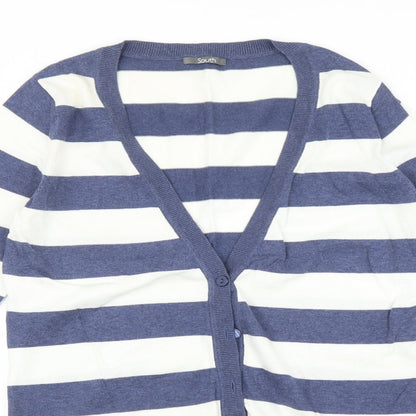 South Womens Blue Striped  Cardigan Jumper Size 12