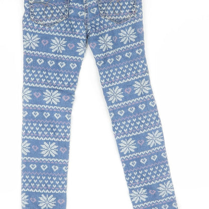 NEXT Girls Blue Fair Isle  Skinny Jeans Size 9 Months