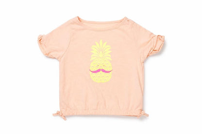 H+T Girls Orange   Basic T-Shirt Size 3 Years  - Pineapple