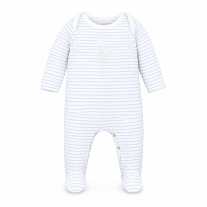 Marks & Spencer Baby Blue Striped  Babygrow One-Piece Size 0-3 Months  - tatty teddy