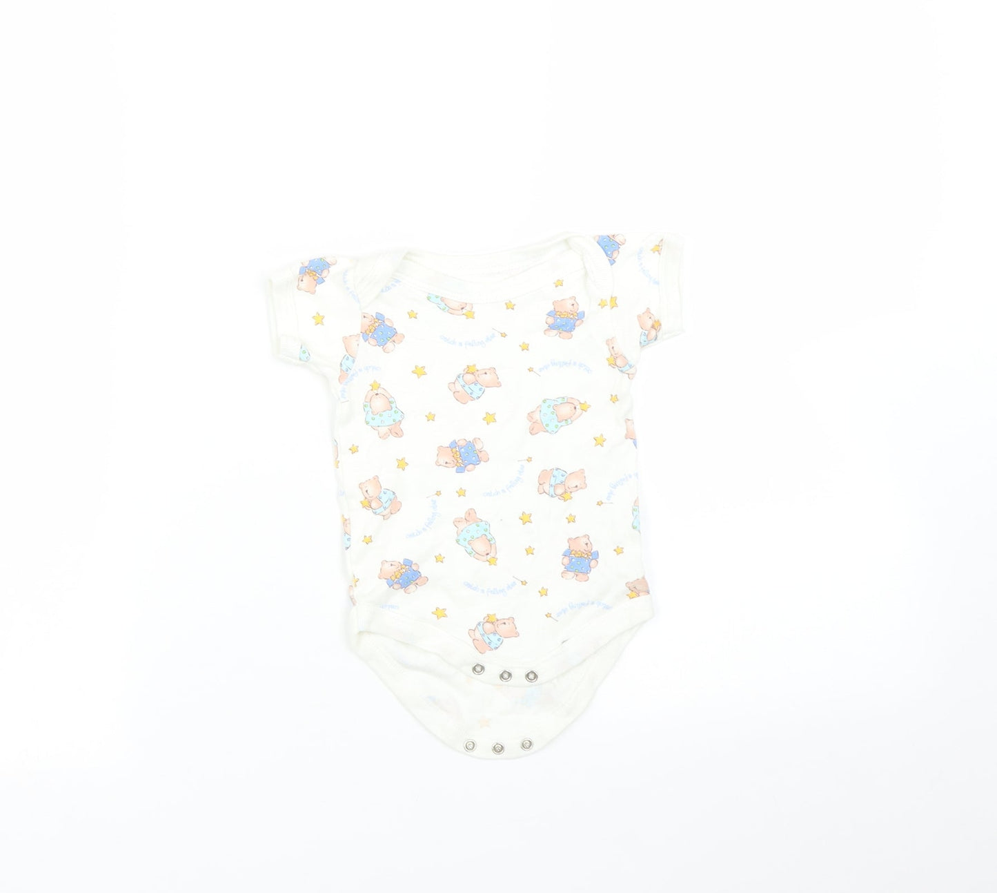 Tesco Baby White   Babygrow One-Piece Size 3-6 Months  - Bear print