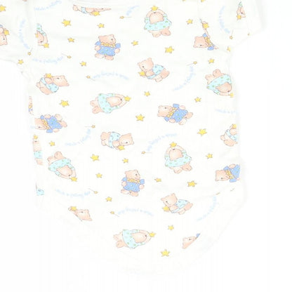 Tesco Baby White   Babygrow One-Piece Size 3-6 Months  - Bear print