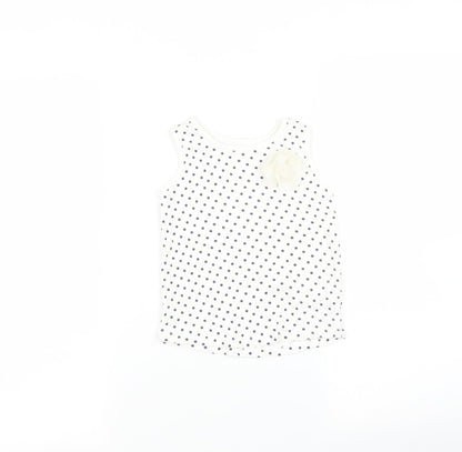 Matalan Girls White Spotted  Basic T-Shirt Size 3-4 Years
