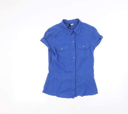 Womens UK Size 6 H&M Blue Basic Button-Up