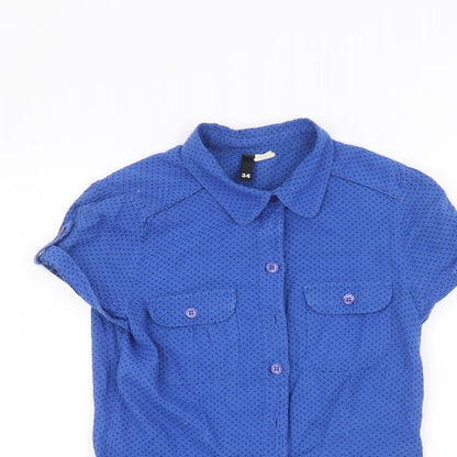 Womens UK Size 6 H&M Blue Basic Button-Up