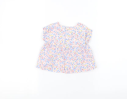 TEX Baby White Floral  Basic T-Shirt Size 9-12 Months