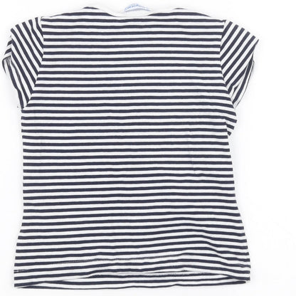 Mayoral Girls White Striped  Basic T-Shirt Size 6 Years