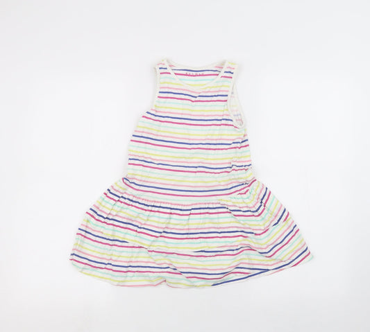 Nutmeg Girls White Striped  A-Line  Size 5-6 Years