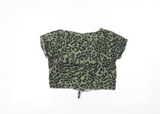 Womens UK Size 10 M&Co Green Basic T-Shirt