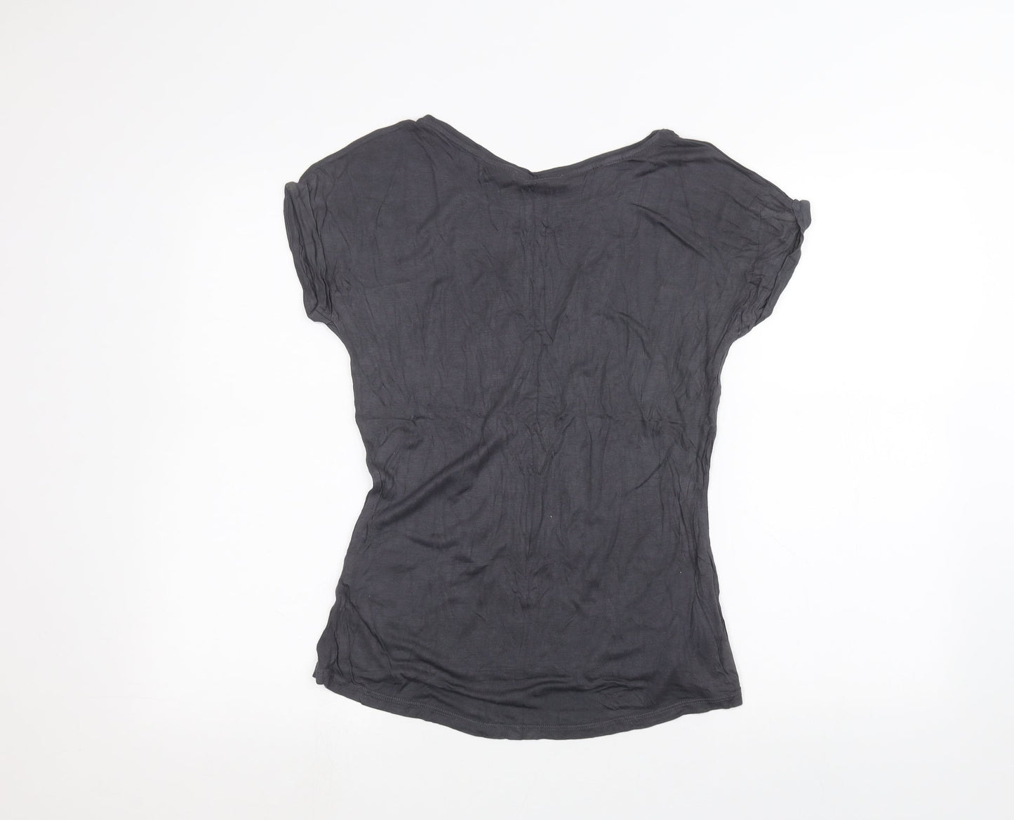 Womens UK Size XS Oasis Black Basic T-Shirt
