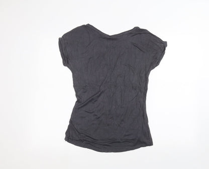 Womens UK Size XS Oasis Black Basic T-Shirt