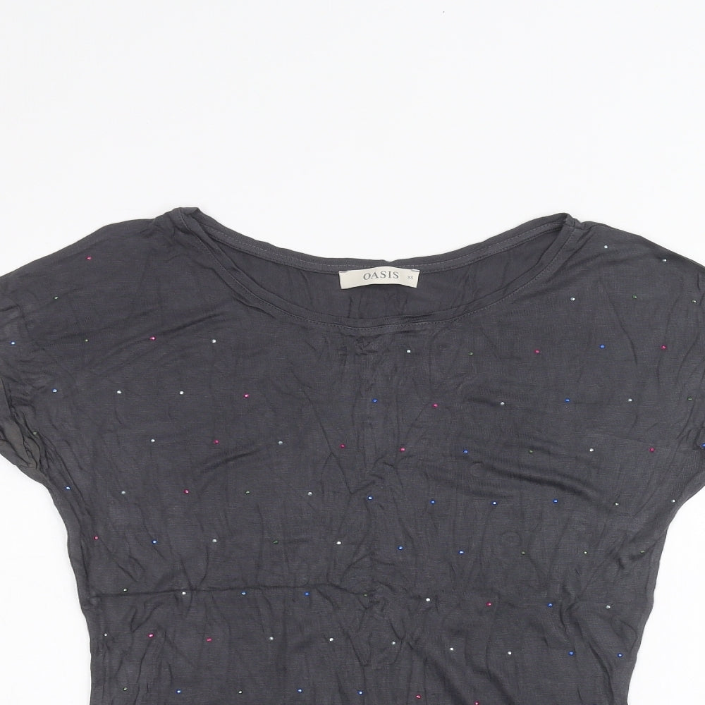 Womens UK Size XS Oasis Black Basic T-Shirt