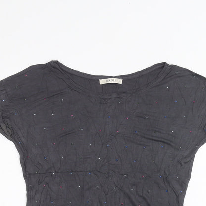 Womens UK Size XS Oasis Black Basic T-Shirt