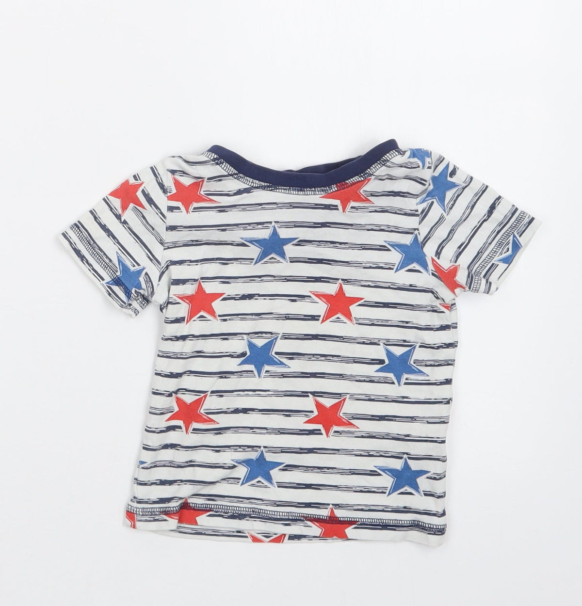 Tu Boys White Geometric   Pyjama Top Size 2-3 Years