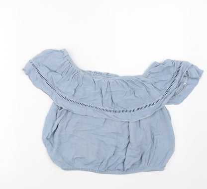Womens UK Size 14 New Look Blue Cropped T-Shirt