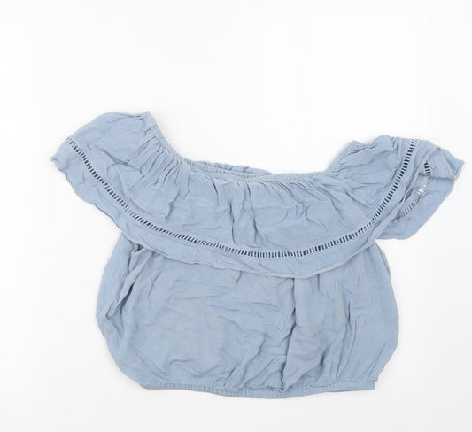 Womens UK Size 14 New Look Blue Cropped T-Shirt