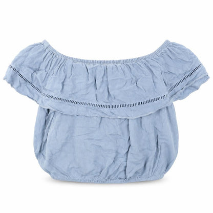 Womens UK Size 14 New Look Blue Cropped T-Shirt