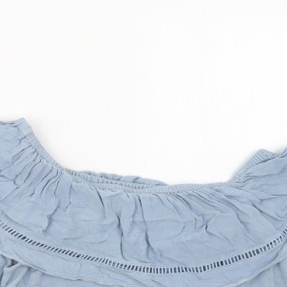 Womens UK Size 14 New Look Blue Cropped T-Shirt
