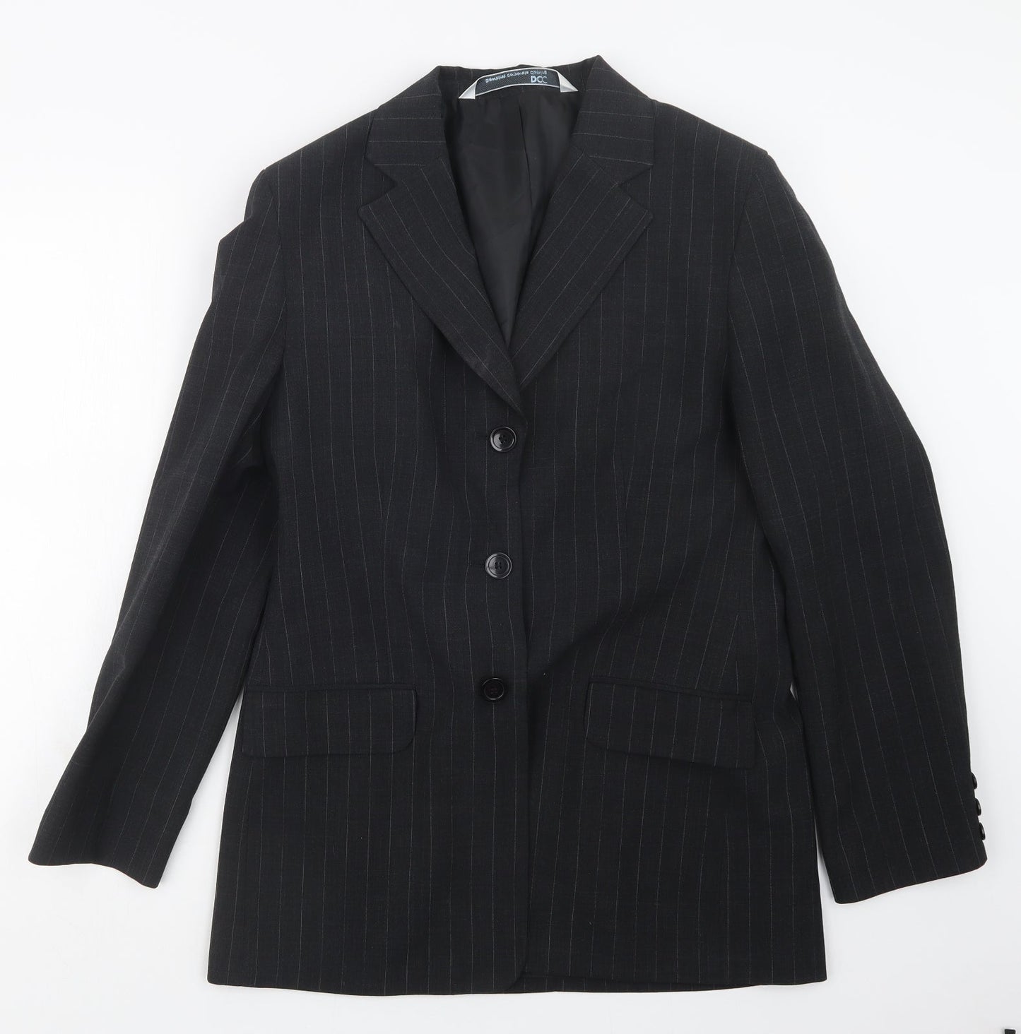 DCC Womens Black Striped  Jacket Blazer Size 14