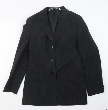 DCC Womens Black Striped  Jacket Blazer Size 14