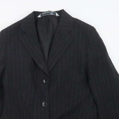 DCC Womens Black Striped  Jacket Blazer Size 14