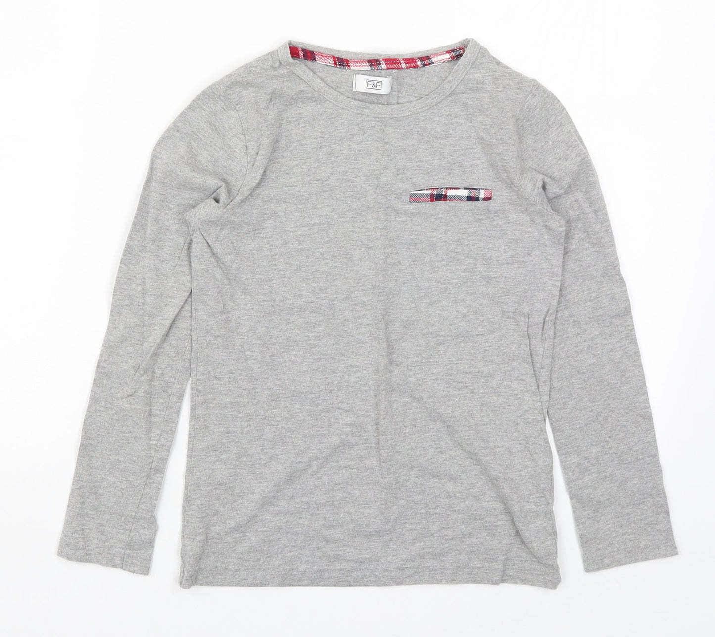 F&F Girls Grey Solid  Top Pyjama Top Size 9-10 Years