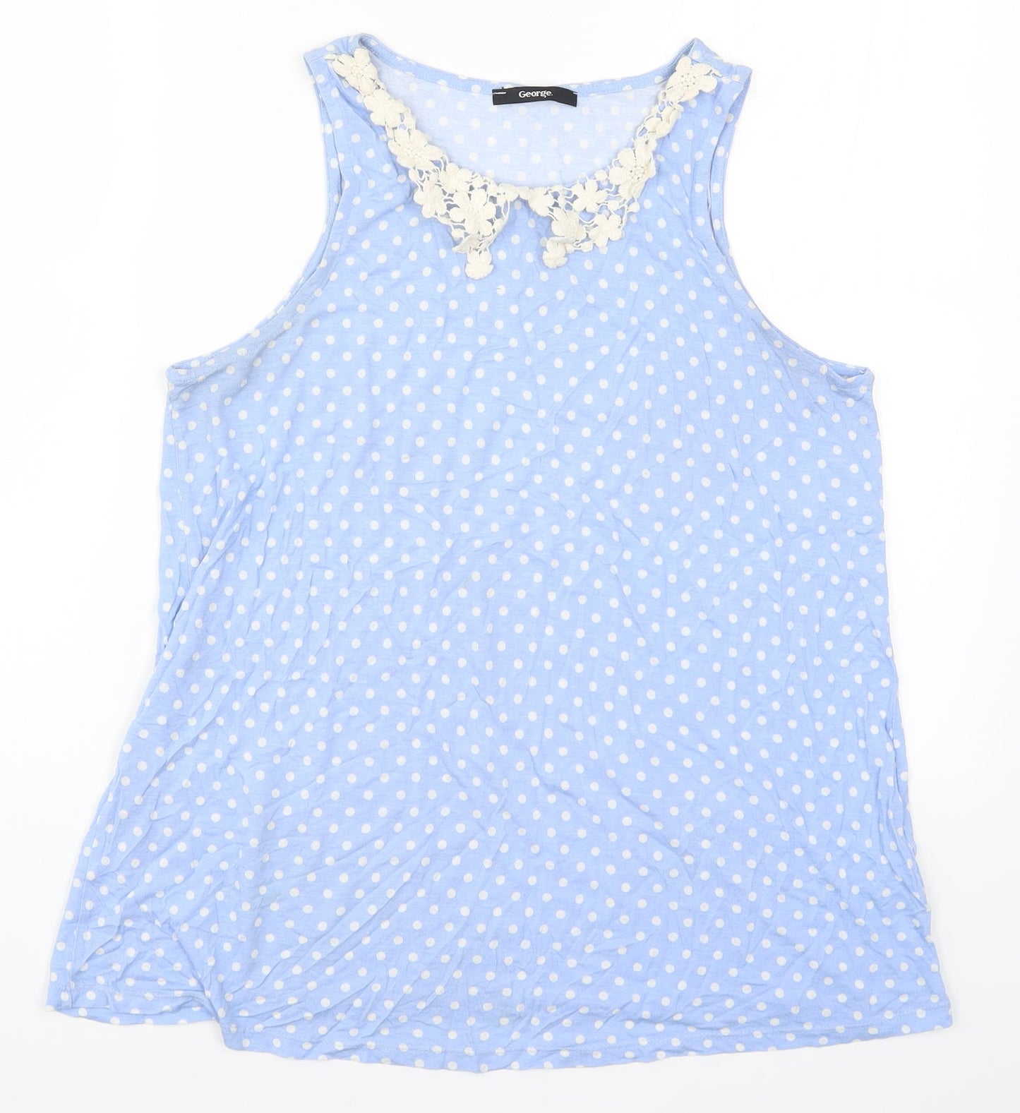 George Womens Blue Polka Dot  Basic Tank Size 14