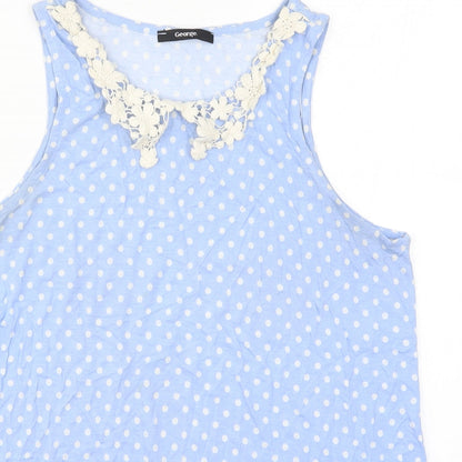 George Womens Blue Polka Dot  Basic Tank Size 14
