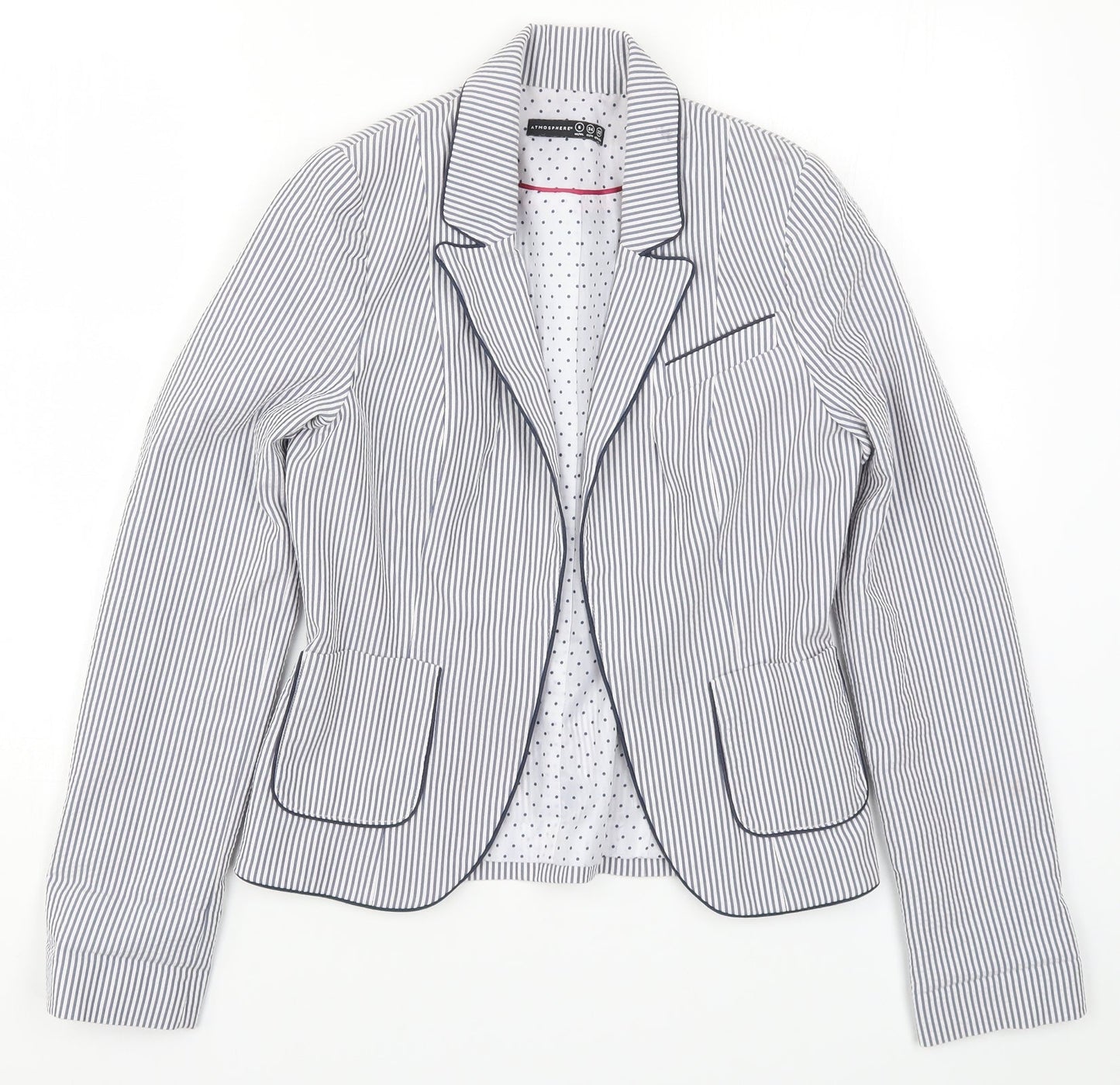Atmosphere Womens Blue Striped  Jacket Blazer Size 6